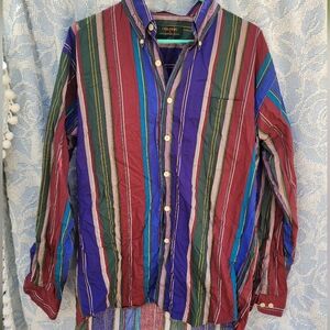 Vintage 90s Colours Alexander Julian Men's Multicolor Stripe Shirt L Hong Kong